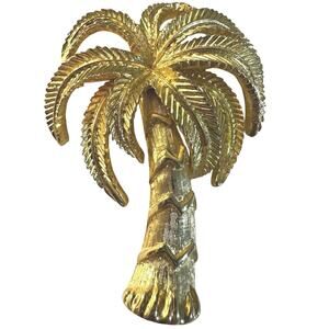 Vintage gold metal palm tree brooch